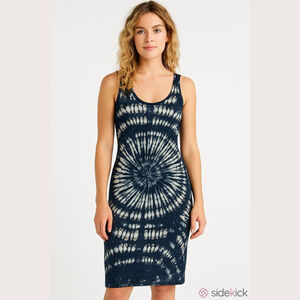 Lu NYC Women's Blue Tie Dye Bodycon Dress